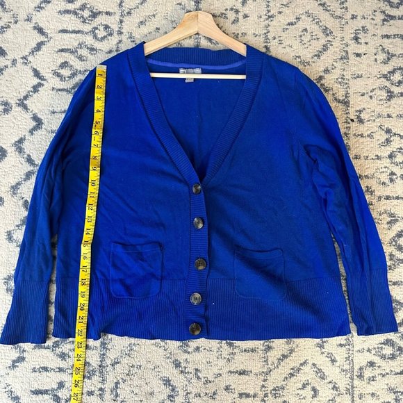 JCP JCPenny Sweater Women 2X Blue Cardigan Pockets Cotton Cashmere Blend Solid - Picture 10 of 11